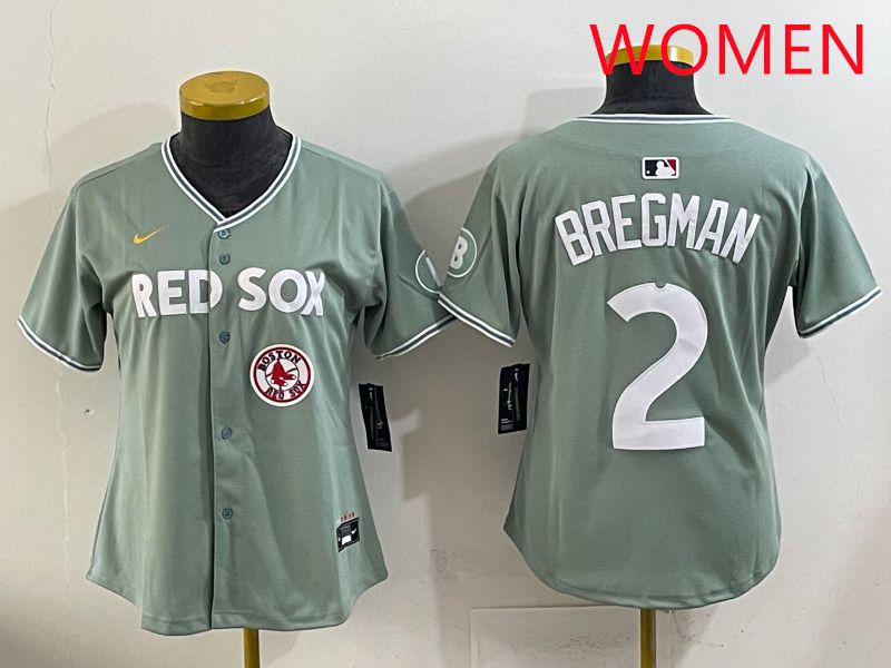 Women 2025 Boston Red Sox #2 Bregman Green Joint Name Nike MLB Jersey style 9